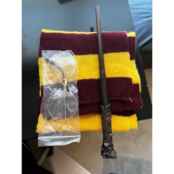 Wizard Harry Halloween Costume Accessories Set Magic wand scarf glasses cosplay - Picture 2 of 3